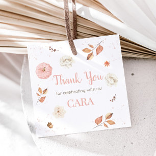 Etiquetas Para Lembrancinhas Rosa Um Pequeno Pumpkin Festa de aniversário Squar