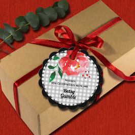 Etiquetas Para Lembrancinhas Rosa Vermelha em Bridal Shower Xadrez