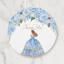 Etiquetas Para Lembrancinhas Rosas Azuis Claros Quinceanera Floral Obrigado