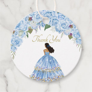 Etiquetas Para Lembrancinhas Rosas Azuis Claros Quinceanera Floral Obrigado Fav