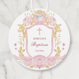 Etiquetas Para Lembrancinhas Rosas De Aquarelas Crest Baptism