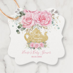 Etiquetas Para Lembrancinhas Rosas Florais Rosa Chá de fraldas Tea Party Obriga