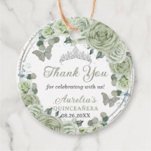 Rosas Florais Verdes Sage Silver Tiara Borboletas