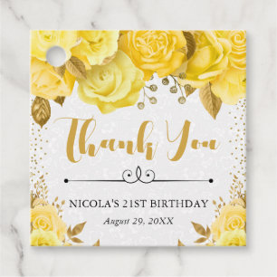 Etiquetas Para Lembrancinhas Rosas Glam Amarelas Aguarela Aniversário