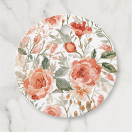 Etiquetas Para Lembrancinhas Rosas Laranja Aquarela Botânica Coral Floral