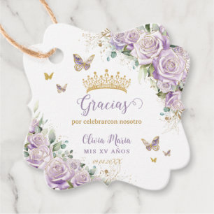 Etiquetas Para Lembrancinhas Rosas Lilases Roxos Quinceanera Floral 15 Bilíngue