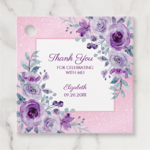 Etiquetas Para Lembrancinhas Rosas Roxos Elegantes - Noite Floral Rosa-Rosa