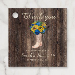 Etiquetas Para Lembrancinhas Rosas Rustic Sunflower Blue Boots Sweet 16
