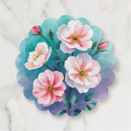 Etiquetas Para Lembrancinhas Rosas Silvestres Rosa Azul Teal em Aquarela