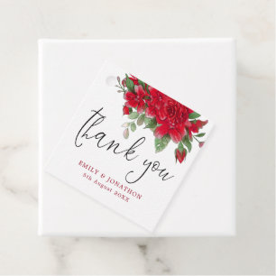 Etiquetas Para Lembrancinhas Rosas vermelhas Florais Obrigado casamento