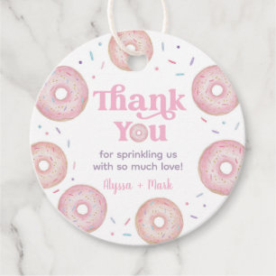 Etiquetas Para Lembrancinhas Rosquinha Rosa, Pá, Bebê, Sprinkle Obrigado