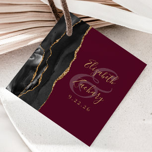 Etiquetas Para Lembrancinhas Rota de Ágata Casamento Preto Dourado Burgundy