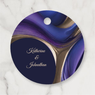 Etiquetas Para Lembrancinhas Roxo Azul-Casado Moderno Dourado