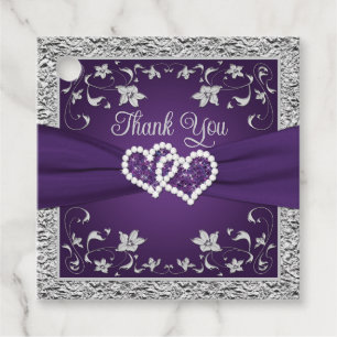 Etiquetas Para Lembrancinhas Roxo, Cinza Com Amor Corações De Casamento