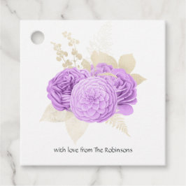 Etiquetas Para Lembrancinhas Roxo e Floral de Marfim