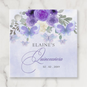 Etiquetas Para Lembrancinhas Roxo Floral Roxo Lilás Borboletas Quinceanera