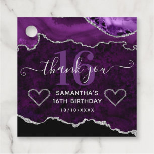 Etiquetas Para Lembrancinhas Roxo & Glitter Prata Mármore Ágata Doce 16