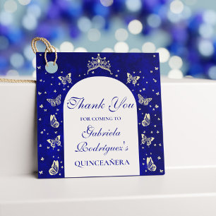 Etiquetas Para Lembrancinhas Royal Blue Tiara Butterflies Quinceañera 15