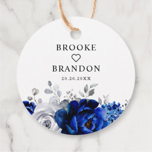 Etiquetas Para Lembrancinhas Royal Blue White Silver Floral Obrigado Tag Favorá