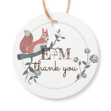 Rusland Woodland Squirrel Kraft Monograma Obrigado