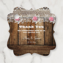 Etiquetas Para Lembrancinhas Rustic Barnwood, Lace, Casamento de Rosas