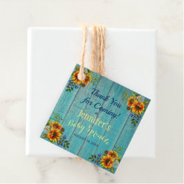 Etiquetas Para Lembrancinhas Rustic Blue Sunflower Baby Sprinkle Obrigado