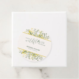 Etiquetas Para Lembrancinhas Rustic Golden Frame Wildflower on Way  Baby Shower