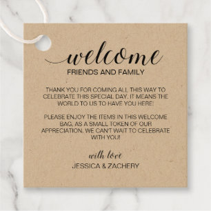 Etiquetas Para Lembrancinhas Rustic Kraft Brown Casando Bem-Vindo Bag De Presen