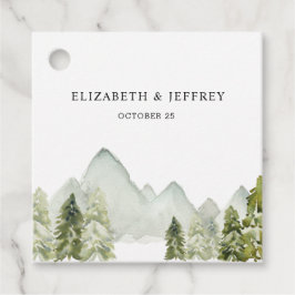Etiquetas Para Lembrancinhas Rustic Watercolor Mounts Pine Casamento no inverno