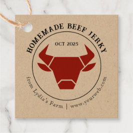 Etiquetas Para Lembrancinhas Rústica Carne de Bovino Jerky com Silhouette Bull