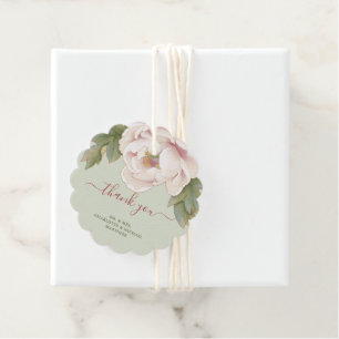 Etiquetas Para Lembrancinhas Sage e Blush Peônia Floral Obrigado Casamento