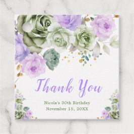 Etiquetas Para Lembrancinhas Sage Green and Purple Floral Birthday Party