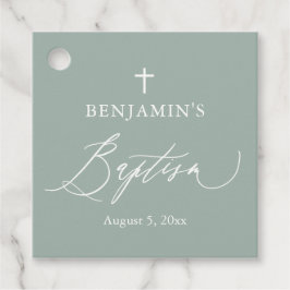 Etiquetas Para Lembrancinhas Sage Green Cross Boy Baptism