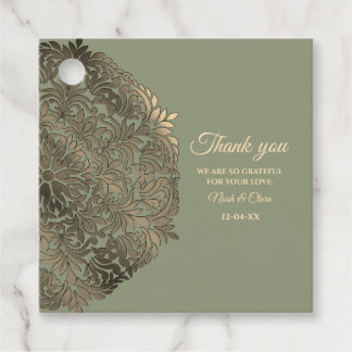 Etiquetas Para Lembrancinhas Sage Green e Dourado casamento com o luxo elegante