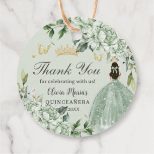Etiquetas Para Lembrancinhas Sage Green Floral Princess Quinceañera