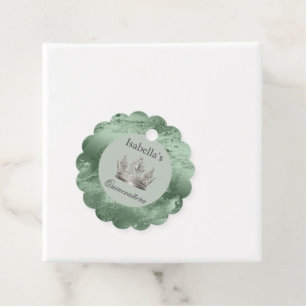 Etiquetas Para Lembrancinhas Sage Green Metallic Tiara Silver Quinceañera
