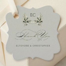 Etiquetas Para Lembrancinhas Sage Green Olive Branch Monogram Thank You Card