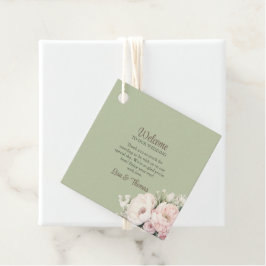 Etiquetas Para Lembrancinhas Sage Green Peony Floral Wedding Welcome Sign