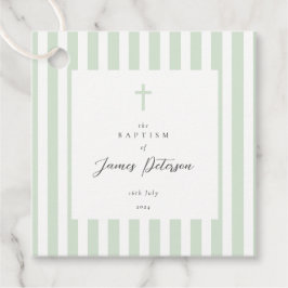 Etiquetas Para Lembrancinhas Sage Green Stripes Elegante Baptism