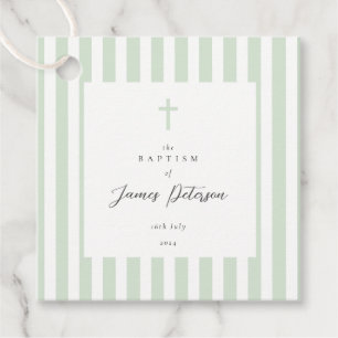 Etiquetas Para Lembrancinhas Sage Green Stripes Elegante Baptism
