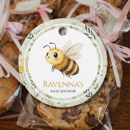 Etiquetas Para Lembrancinhas Sage Green Wildflower Bee Custom Name Baby Shower