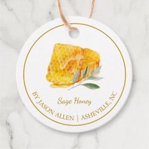 Etiquetas Para Lembrancinhas Sage Honeycomb Simples, Mel Hang Infundido