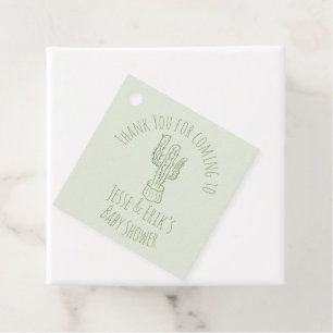 Etiquetas Para Lembrancinhas Saguaro Cactus Desenhado à Mão Verde Baby Shower  