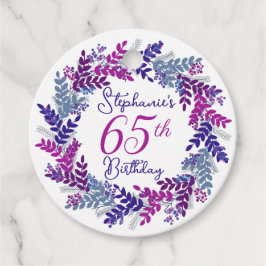 Etiquetas Para Lembrancinhas Sanita rosa púrpura Elegante 65.o aniversário
