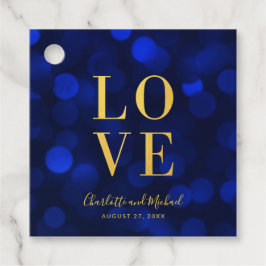 Etiquetas Para Lembrancinhas Sapphire Blue Bokee Lights Faux Dourado Love