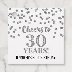 Etiquetas Para Lembrancinhas Saúde a 30 anos de Silver Glitter Confetti