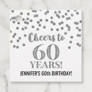 Etiquetas Para Lembrancinhas Saúde a 60 anos de Silver Glitter Confetti