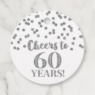 Etiquetas Para Lembrancinhas Saúde a 60 anos Silver Glitter Confetti