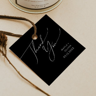 Etiquetas Para Lembrancinhas Script Minimalista Whimsical   Preto Obrigado