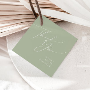 Etiquetas Para Lembrancinhas Script Whimsical   Sage Green Obrigado A Favorecer